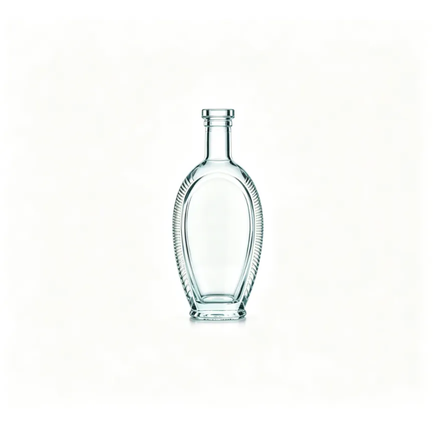500ml oval ribbed whiskey glass bottle