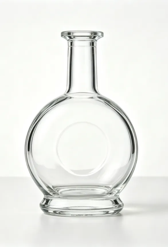 750ml round bulbous whiskey glass bottle