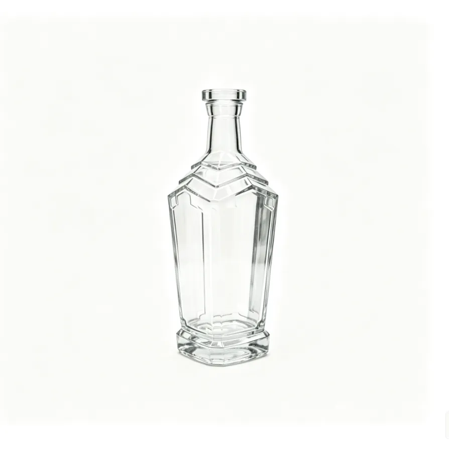 500ml clear faceted tequila glass bottle