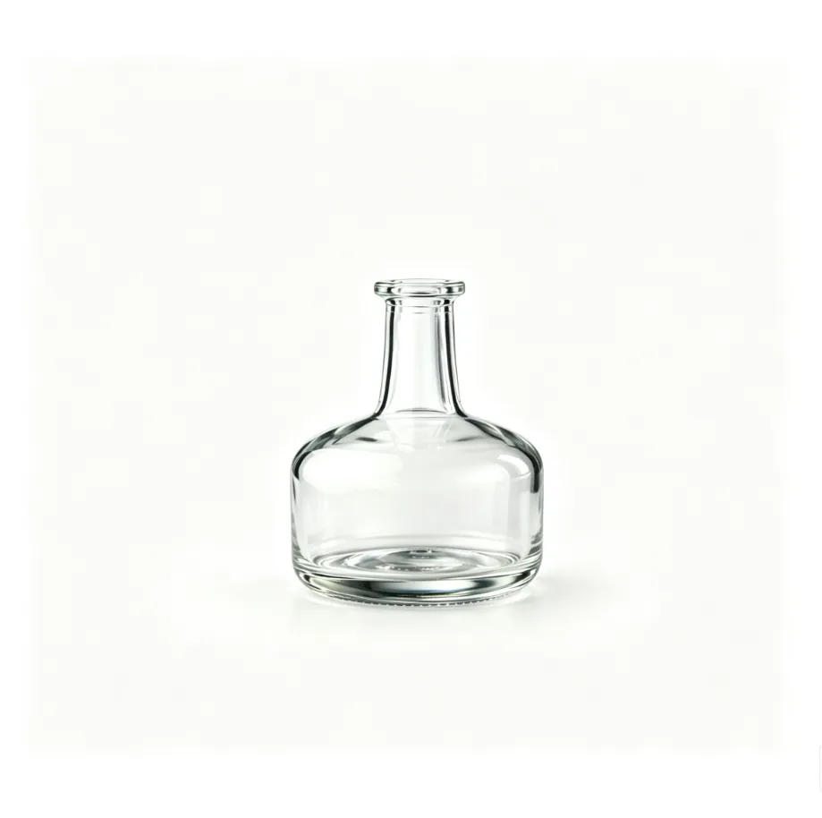 375ml clear round short‑neck tequila glass bottle