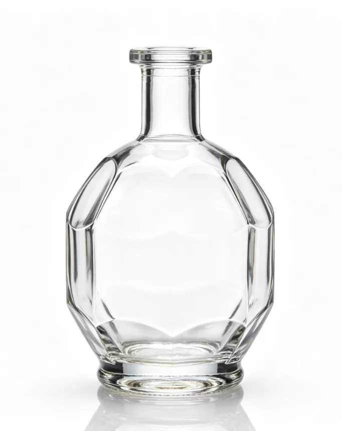 750ml multi‑facets round bourbon whiskey glass bottle blank bare bottle