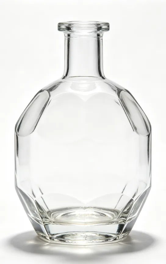 750ml multi‑facets round bourbon whiskey glass bottle blank bare bottle