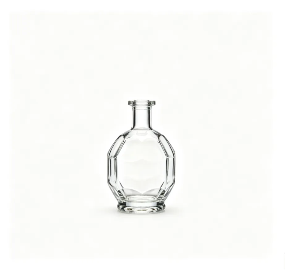750ml multi‑facets round bourbon whiskey glass bottle blank bare bottle