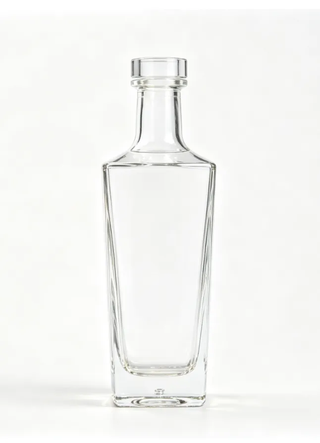 1000ml Square Whisky Glass Bottle heavy base flat mouth no thread clear blank spirit bottle