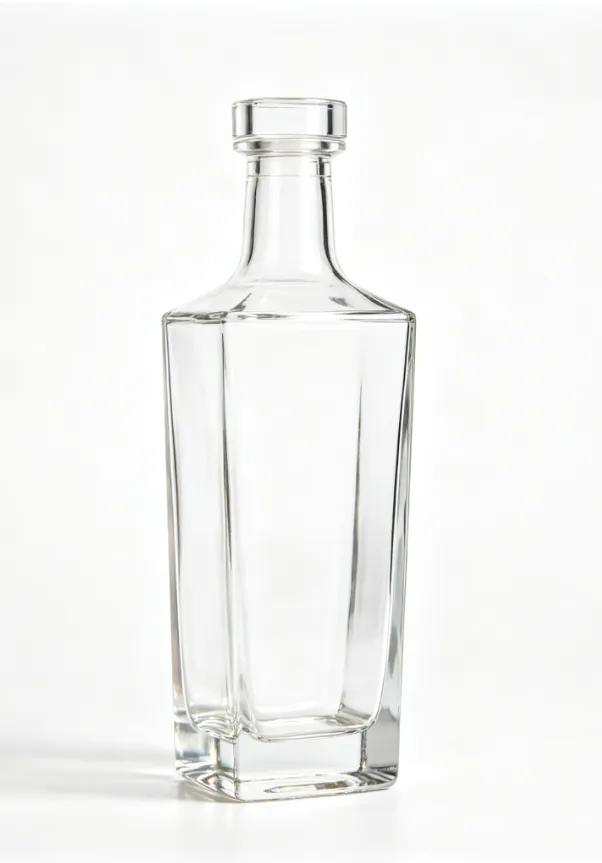 1000ml Square Whisky Glass Bottle heavy base flat mouth no thread clear blank spirit bottle