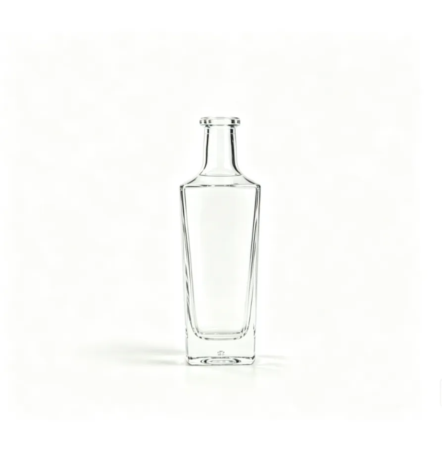 1000ml Square Whisky Glass Bottle heavy base flat mouth no thread clear blank spirit bottle
