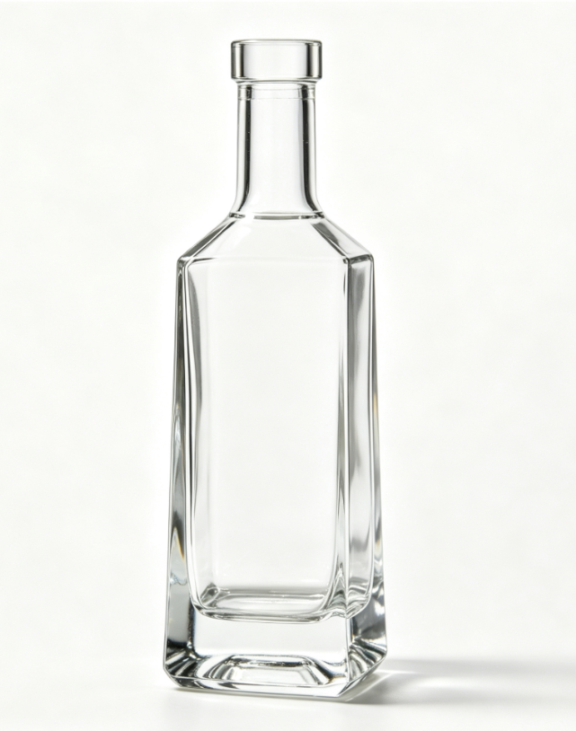 375ml Bevel Square Whisky Glass Bottle clear naked flat‑mouth no‑thread small spirit bottle