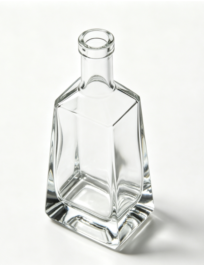 375ml Bevel Square Whisky Glass Bottle clear naked flat‑mouth no‑thread small spirit bottle