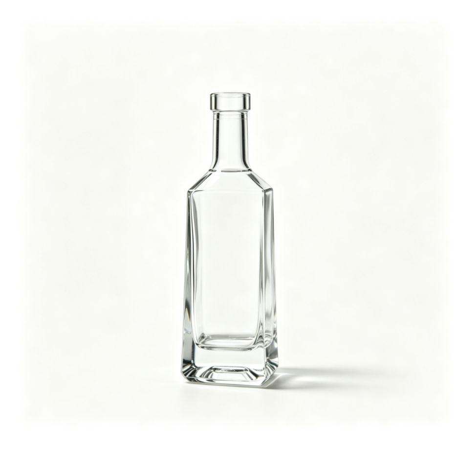 375ml Bevel Square Whisky Glass Bottle clear naked flat‑mouth no‑thread small spirit bottle