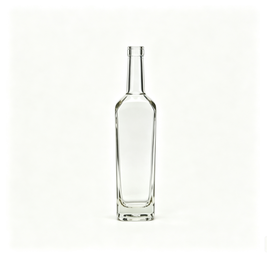 1000ml Tall Bevel‑Square Tequila Glass Bottle clear naked flat‑mouth no‑thread large spirit bottle