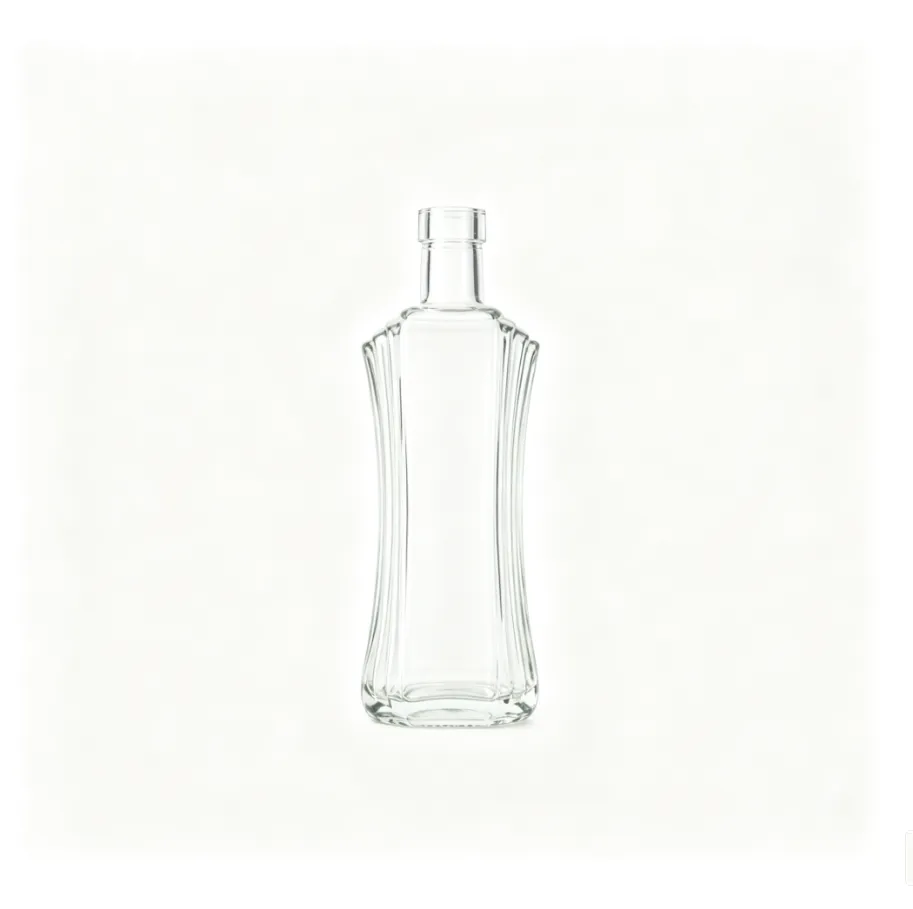 500ml Curved Fluted Tequila Glass Bottle clear naked flat mouth empty spirit bottle