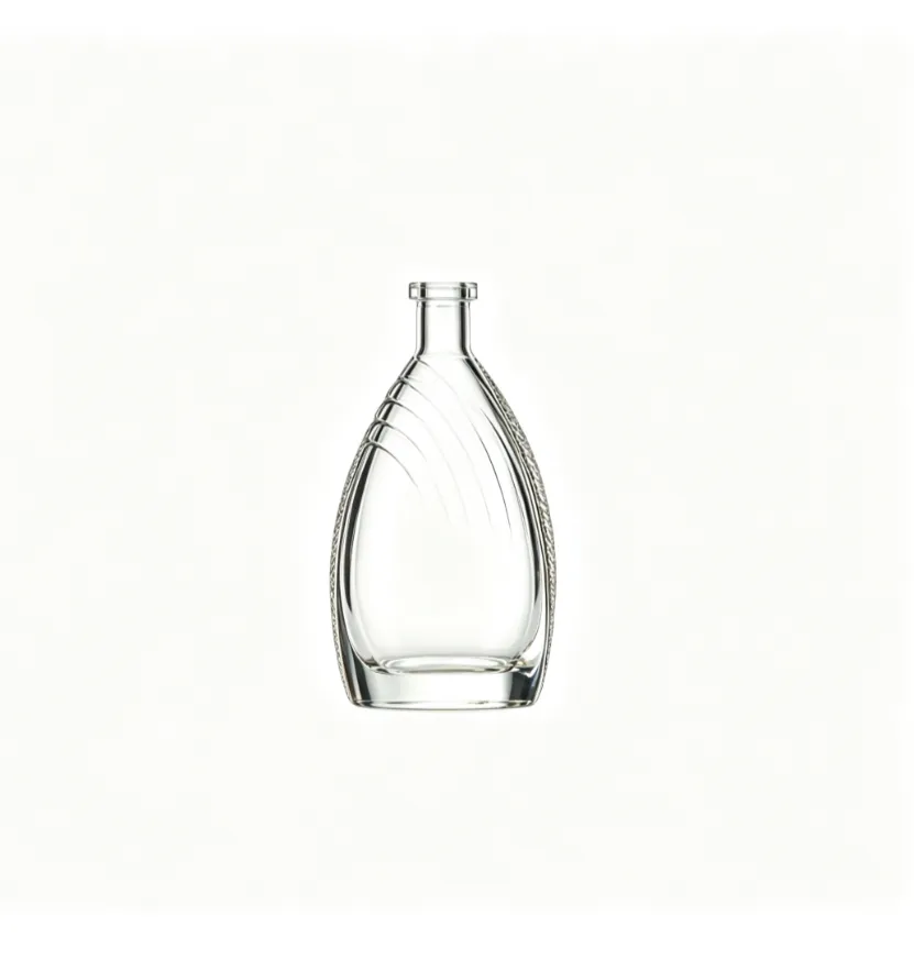 750ml Curved Teardrop Luxury Tequila Glass Bottle clear naked flat‑mouth empty super flint glass bottle