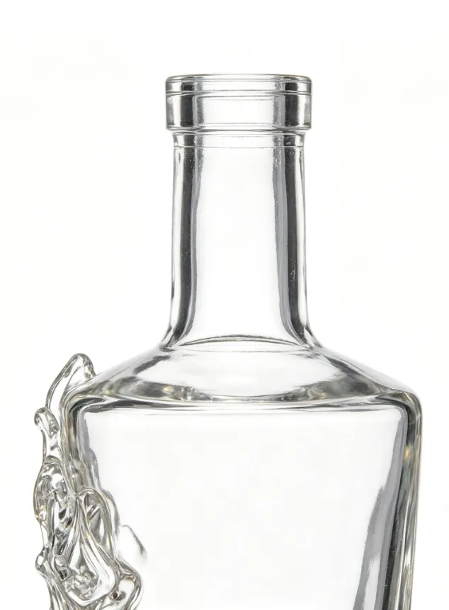 700ml Wave‑Sculpted Art Whisky Glass Bottle clear naked flat‑mouth empty super flint glass bottle