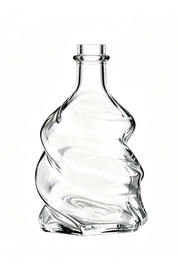 750ml Twisted Swirl Irregular Spirits Glass Bottle clear naked flat‑mouth empty super flint glass bottle