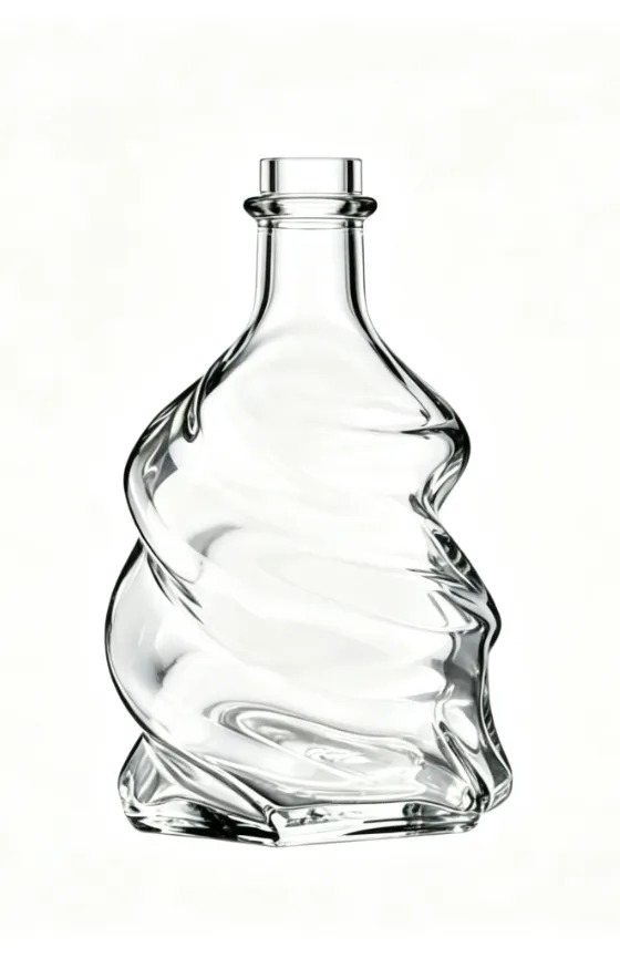 750ml Twisted Swirl Irregular Spirits Glass Bottle clear naked flat‑mouth empty super flint glass bottle