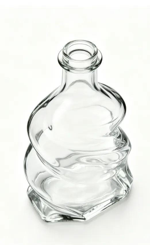 750ml Twisted Swirl Irregular Spirits Glass Bottle clear naked flat‑mouth empty super flint glass bottle