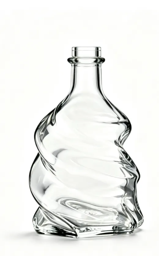 750ml Twisted Swirl Irregular Spirits Glass Bottle clear naked flat‑mouth empty super flint glass bottle