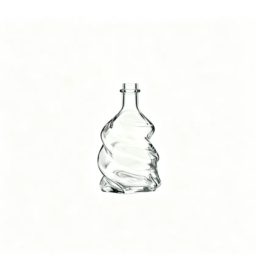 750ml Twisted Swirl Irregular Spirits Glass Bottle clear naked flat‑mouth empty super flint glass bottle
