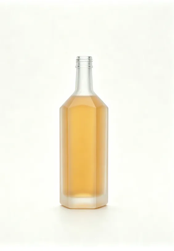 500ml frosted high shoulder hex rum glass bottle