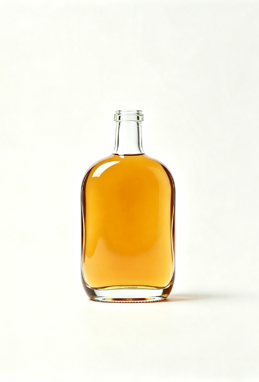 750ml clear flat oval shoulder rum glass bottle
