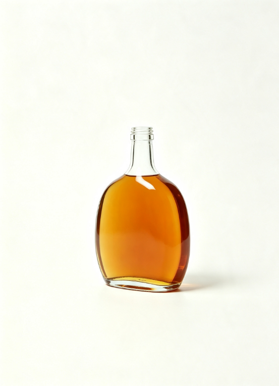 750ml clear flat oval shoulder rum glass bottle