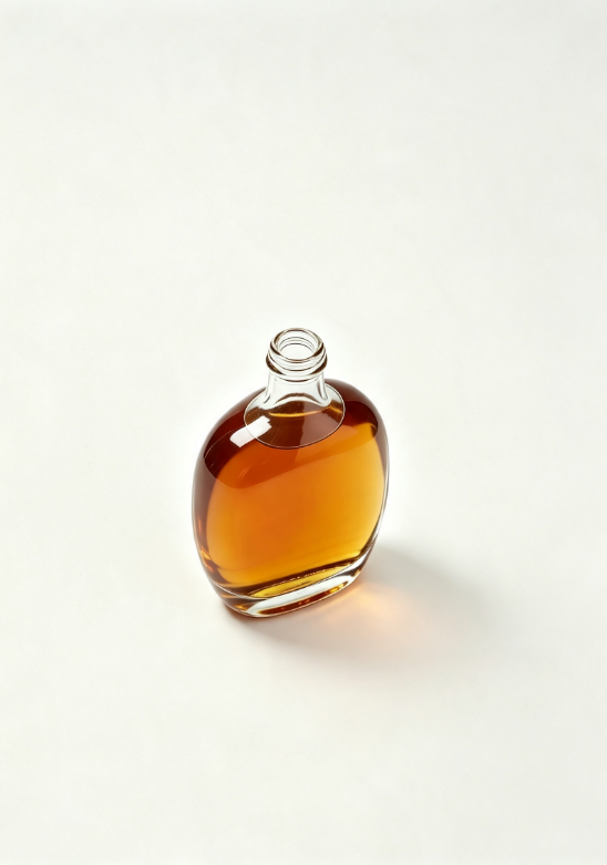 750ml clear flat oval shoulder rum glass bottle