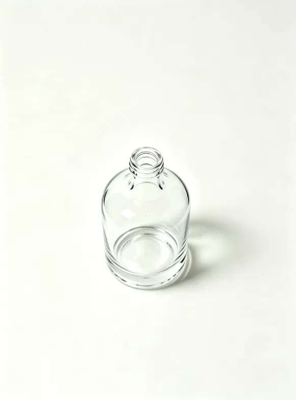 750ml empty short round shoulder rum glass bottle