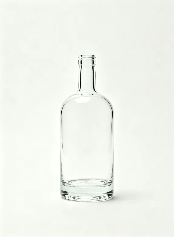 750ml empty short round shoulder rum glass bottle