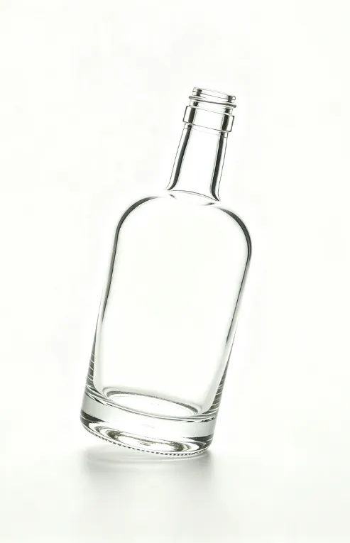 750ml empty short round shoulder rum glass bottle