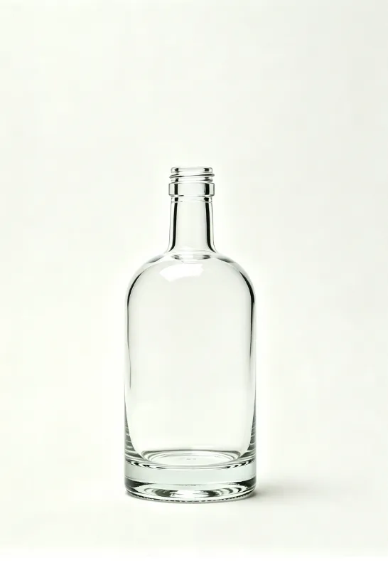 750ml empty short round shoulder rum glass bottle