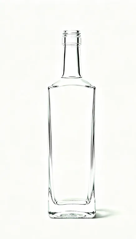 750ml empty tall square shoulder rum glass bottle