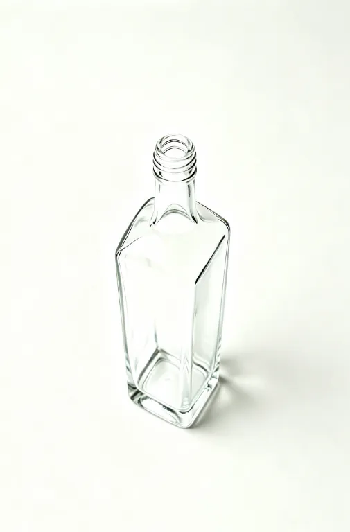 750ml empty tall square shoulder rum glass bottle