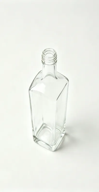 750ml empty tall square shoulder rum glass bottle