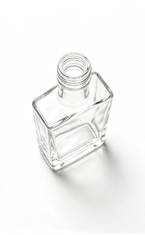 200ml flat‑square empty brandy glass bottle with threaded neck