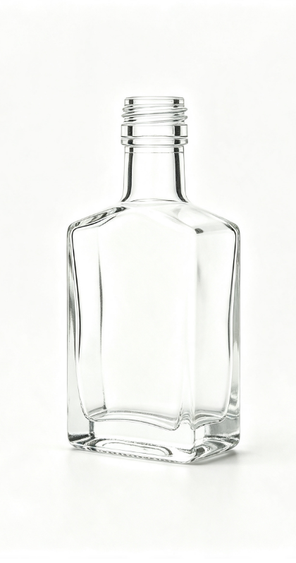 200ml flat‑square empty brandy glass bottle with threaded neck