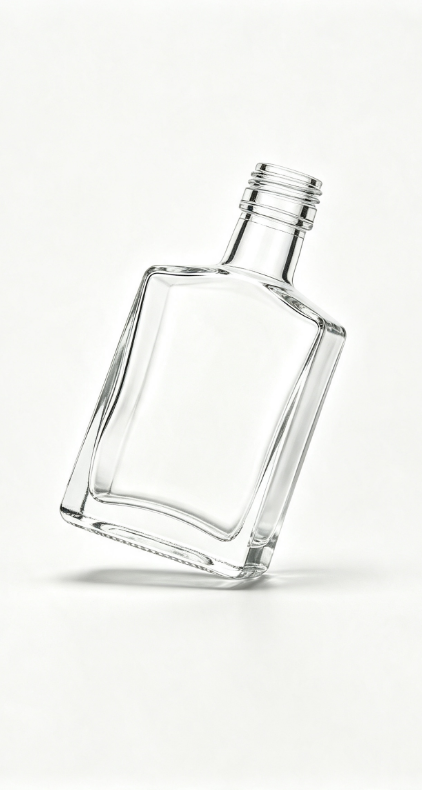 200ml flat‑square empty brandy glass bottle with threaded neck
