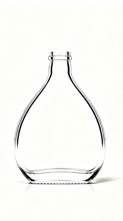 375ml teardrop sloped shoulder empty brandy glass bottle with threaded neck