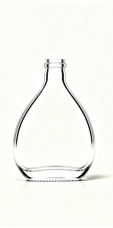 375ml teardrop sloped shoulder empty brandy glass bottle with threaded neck