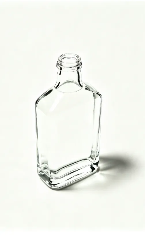 375ml square sloped shoulder empty brandy glass bottle with threaded neck