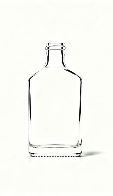 375ml square sloped shoulder empty brandy glass bottle with threaded neck