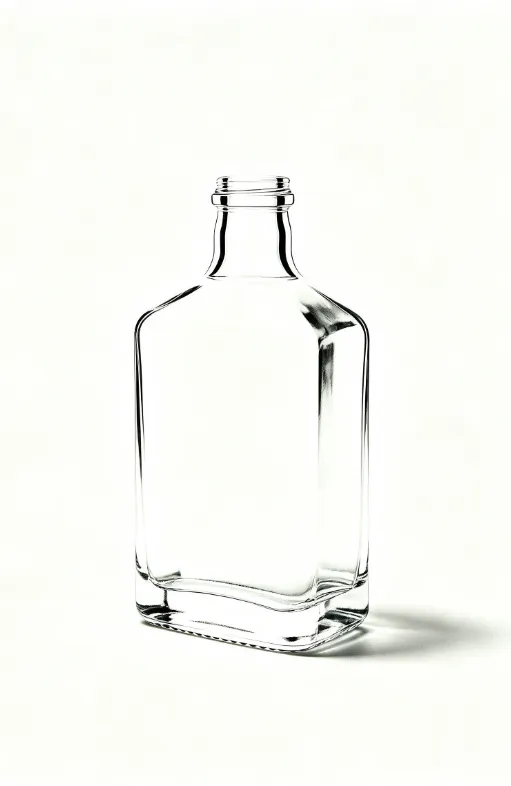 375ml square sloped shoulder empty brandy glass bottle with threaded neck