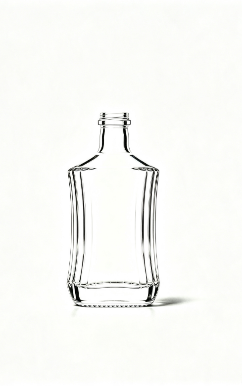 375ml fluted waist empty brandy glass bottle with threaded neck