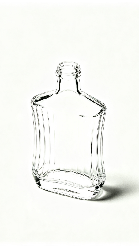 375ml fluted waist empty brandy glass bottle with threaded neck