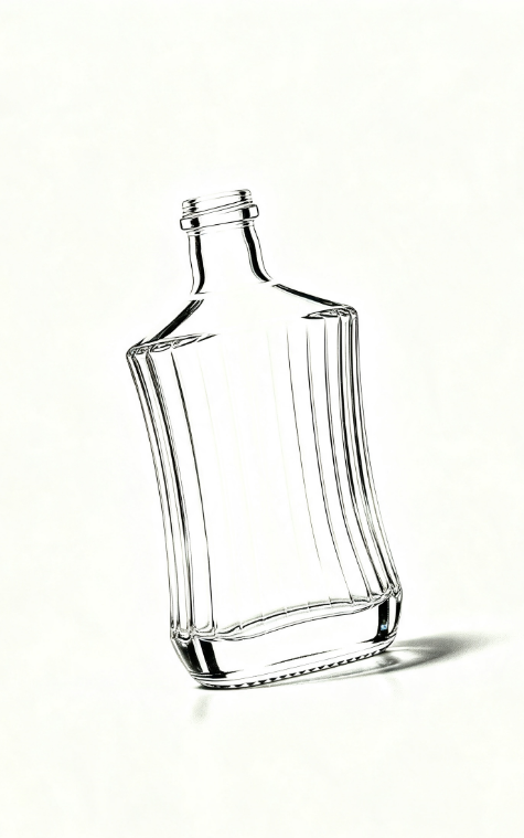 375ml fluted waist empty brandy glass bottle with threaded neck