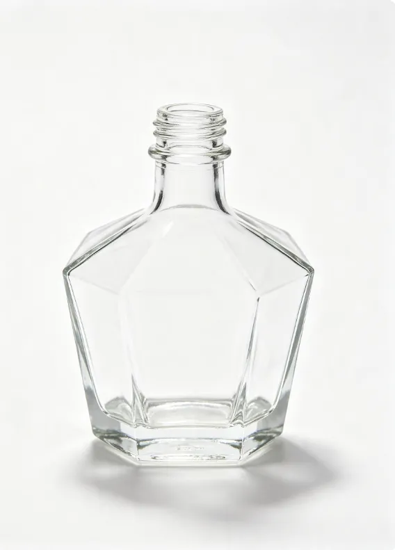 375ml fluted waist empty brandy glass bottle with threaded neck
