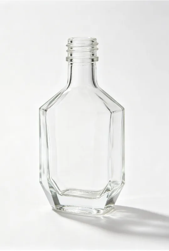 375ml fluted waist empty brandy glass bottle with threaded neck