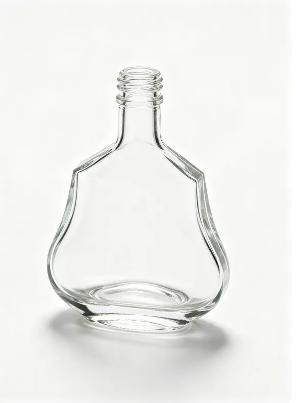 500ml curved body bevel shoulder empty brandy glass bottle with threaded neck