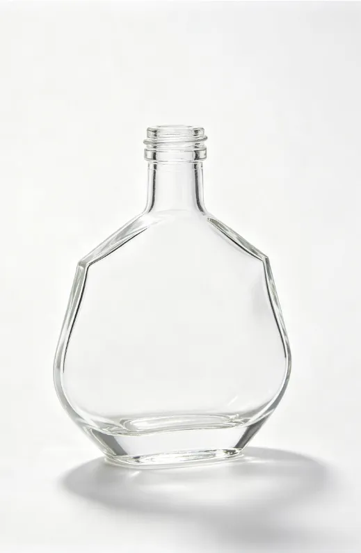 500ml curved body bevel shoulder empty brandy glass bottle with threaded neck