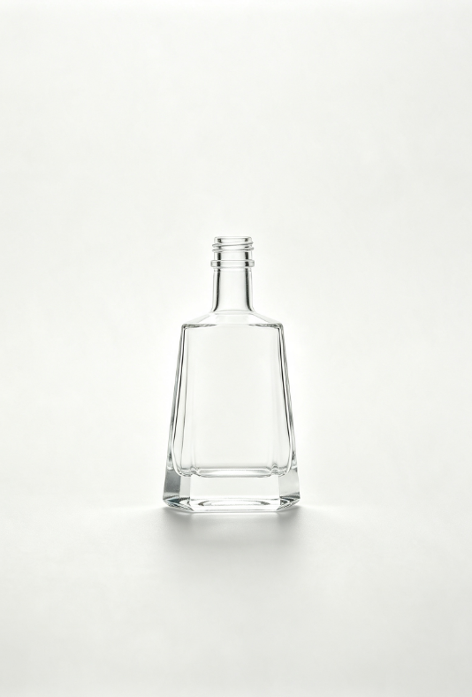 500ml trapezoidal cut pillar empty brandy glass bottle with threaded neck