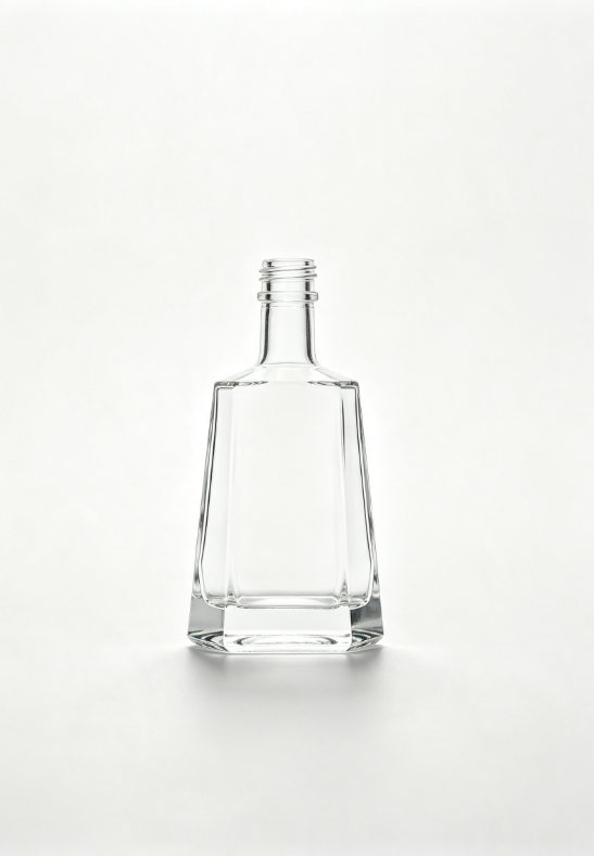500ml trapezoidal cut pillar empty brandy glass bottle with threaded neck